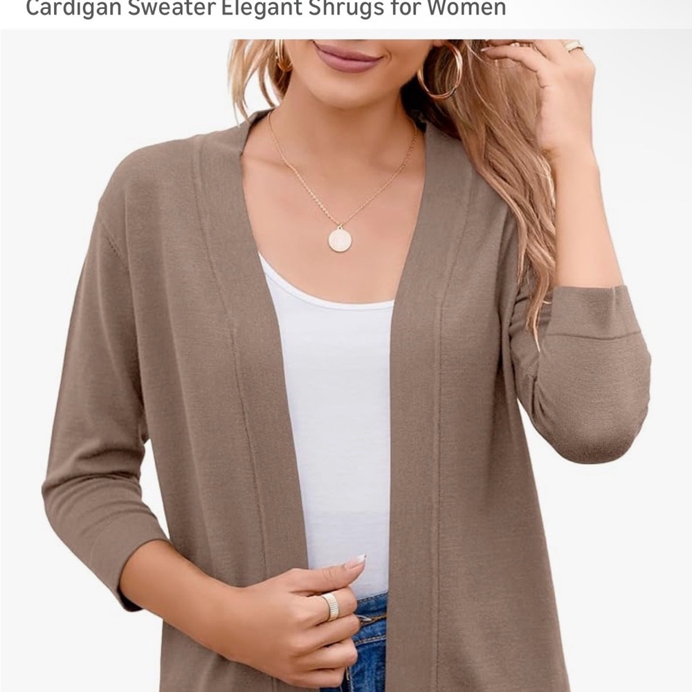 Women's Tan Cardigan Sweater 3/4 Sleeves Size XXL